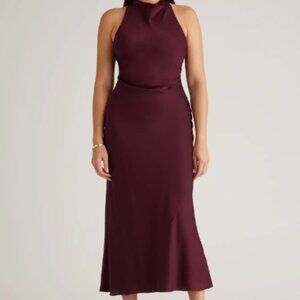 Quince Women's Washable Stretch Silk High Neck Midi Dress  L